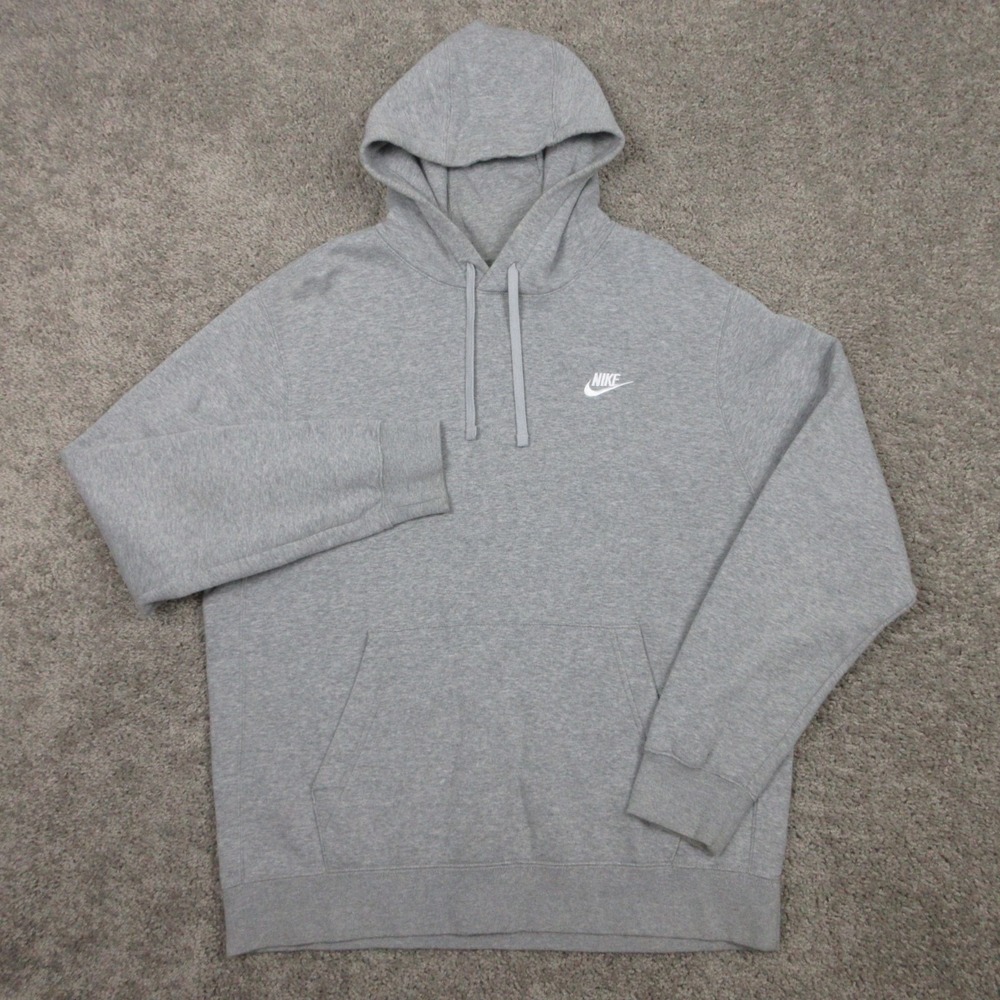 Nike Sweater Mens Large Gray Sportswear Club Fleece Pullover Hoodie Sweatshirt